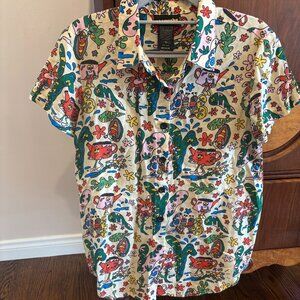 Nooworks Printed Short-Sleeve Button Down Shirt – Size Medium